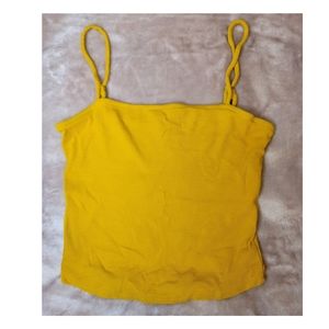 Yellow Crop Ribbed Tank Top